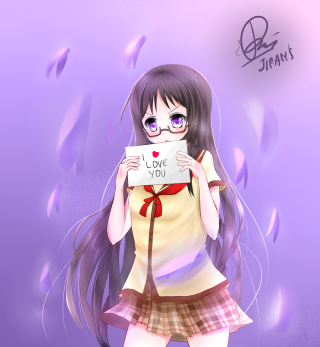 Girl holding sign i love - you free wallpaper for tablet