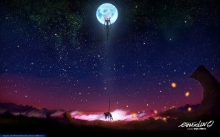 Man hill full moon sky - free stars wallpaper for desktop
