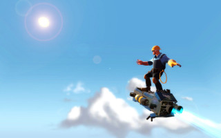 Man riding jet cloud sky 3 - top of a cloud free wallpaper