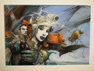 Woman helicopter man gun painting - michael kaluta free wallpaper for desktop