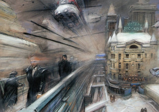 Train station people waiting arrival - michael kaluta free wallpaper