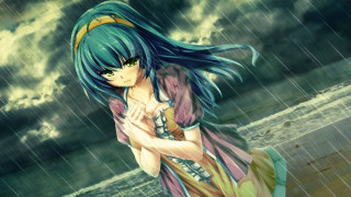 Girl blue hair rain hands - the rain free wallpaper for desktop