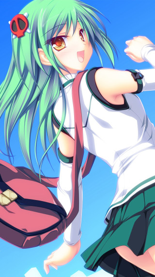 Girl green hair flying arms - her arm free wallpaper for mobile