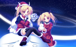 Anime girls snowball snow stars - star free wallpaper for desktop