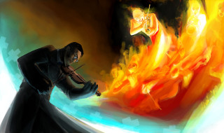 Man black suit fire ice - andrew stevovich free wallpaper for desktop