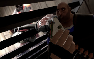 Man holding scissors video game - heavy grain free wallpaper