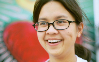 Woman glasses smiling heart wall - chen lu free wallpaper