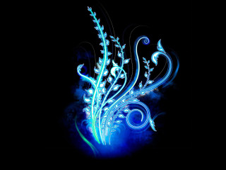 Blue flower swirls leaves black - a blue flower free wallpaper