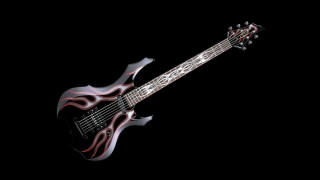 Black red flame guitar hyperrealism - flame free wallpaper