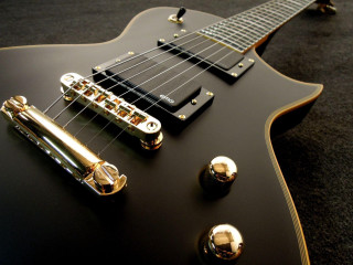 Black guitar gold neck gothic - electric free wallpaper