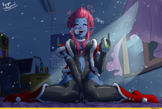 Pink hair blue skin christmas - a blue face free wallpaper for desktop