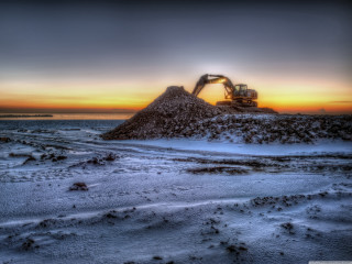 Dirt pile snow field ocean - field next free wallpaper