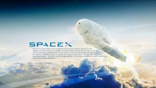 Spacex rocket flying sky clouds - free space wallpaper for desktop