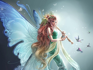 Fairy wand butterflies hair wings - a staff free wallpaper