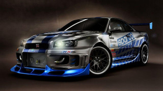 Car blue stripe hood up - hood free wallpaper