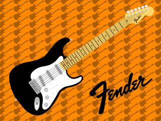 Guitar black white yellow black - digital artwork free wallpaper