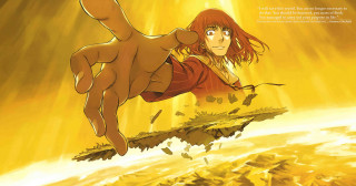 Cartoon character flying rocky area - aya goda free wallpaper for desktop