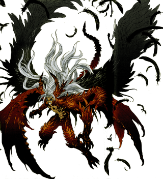 Dragon white hair black wings - back leg free wallpaper for tablet