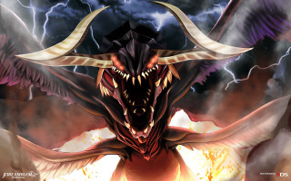 Dragon horns wings lightning clouds - a dragon free wallpaper