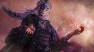 Woman purple outfit sword water - epic fantasy character art free wallpaper for desktop