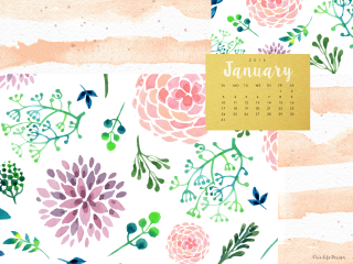 Calendar floral pattern yellow sticker - a floral pattern free wallpaper for desktop