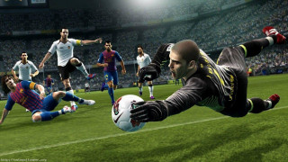 Man diving soccer ball game 2 - other player free wallpaper
