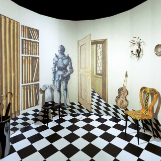 Checkered floor robot guitar mural - a room free wallpaper for tablet