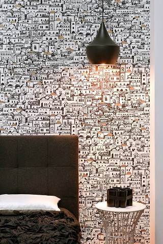 Bedroom bed nightstand lamp pattern - a lamp free wallpaper for mobile