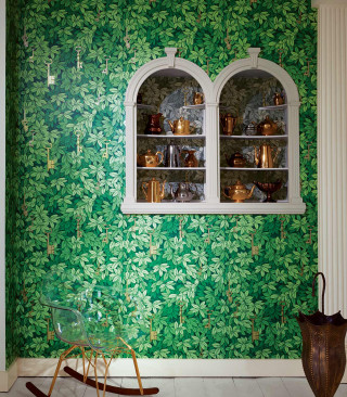 Green wall window chair vase - a vase free wallpaper
