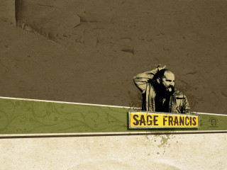Man sitting on ledge sage - a sign above free wallpaper