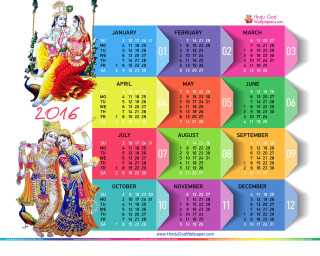 Colorful calendar hindu bapu triadic - bengal school of art free wallpaper