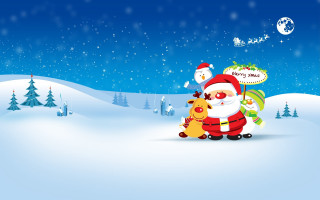 Santa claus holding christmas tree - a santa clause free wallpaper for desktop