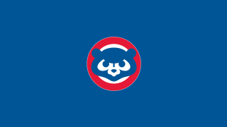 Cubs logo blue background red - minimalist free wallpaper