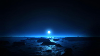 Bright blue ball dark ocean 2 - blue ball free wallpaper