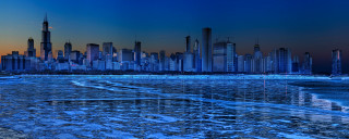 City skyline water ice ground 2 - the ground in the foreground free wallpaper