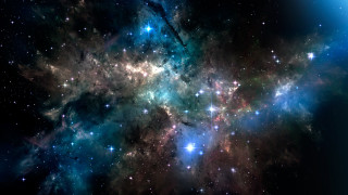 Colorful space filled with stars - blue center free wallpaper
