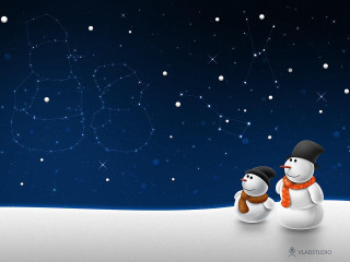 Snowman snow night sky stars - the snow free wallpaper
