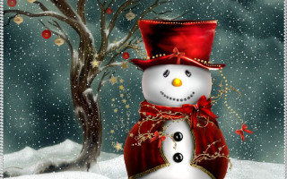 Snowman red hat red scarf - the snow next free wallpaper