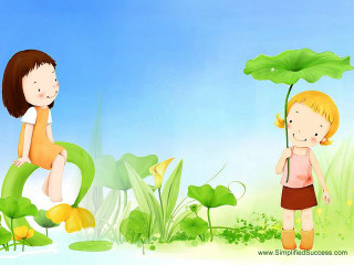 Girl boy grass flower leaf - a girl and a boy free wallpaper