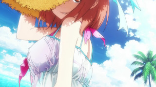 Girl strawhat water palm trees - a straw hat free wallpaper