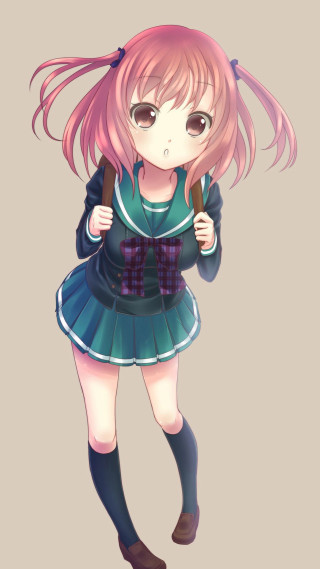 Pink hair girl green dress 2 - a gray background free wallpaper for mobile