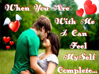 Couple kissing field hearts words - me free wallpaper for desktop