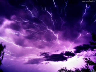 Purple sky lightning clouds trees - felipe seade free wallpaper