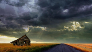House road cloudy sky storm - matte painting free wallpaper