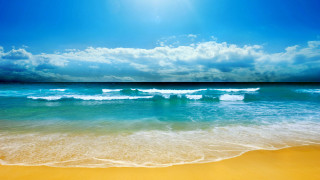 Beach waves sand blue sky 2 - blue sky free wallpaper for desktop
