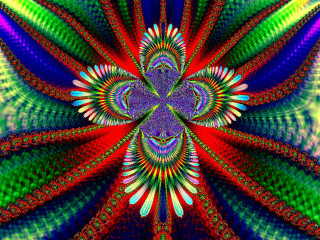 Colorful flower large center surrounded - psychedelic art free wallpaper