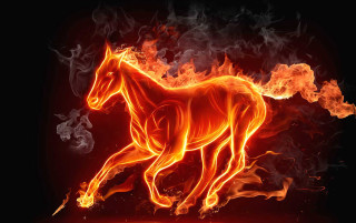 Horse running fire field flames 4 - a horse free wallpaper for desktop
