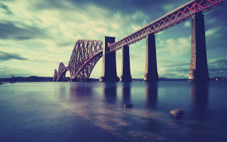 Bridge water sky clouds rocks - adam bruce thomson free wallpaper