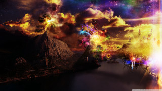 Colorful mountain clouds fireworks rainbow - a colorful sky free wallpaper
