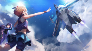 Girl flying sky fighter jet - a girl free wallpaper for desktop